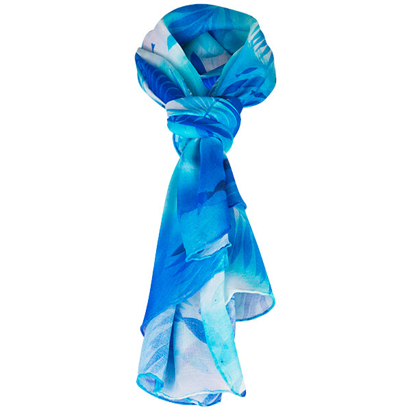 Printed Modal Cashmere Scarf in Polynesian Waters