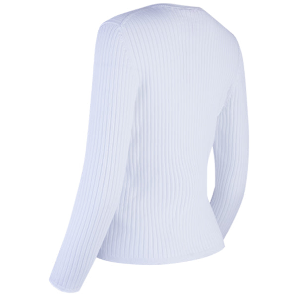 V-Neck Rib Pullover in White