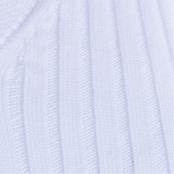 V-Neck Rib Pullover in White