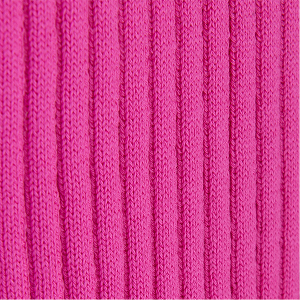 V-Neck Rib Pullover in Fuchsia Pink