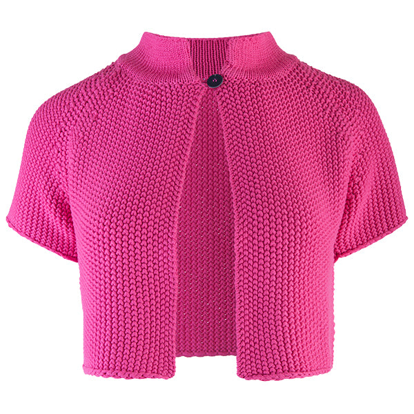 Raglan Sleeve 1-Button Cardigan in Fuchsia Pink