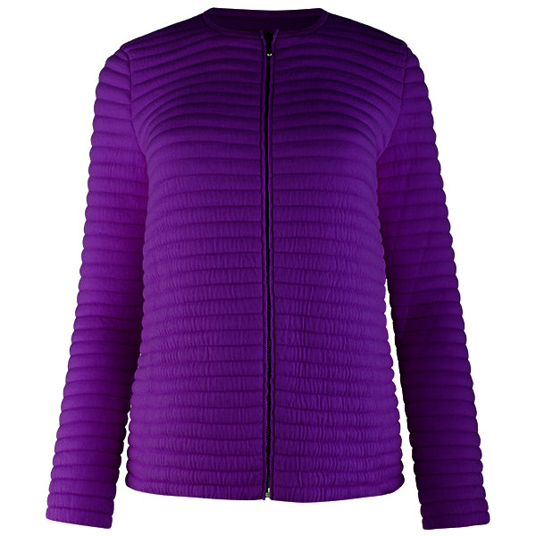 Knitted Zip Bomber Jacket in Grape