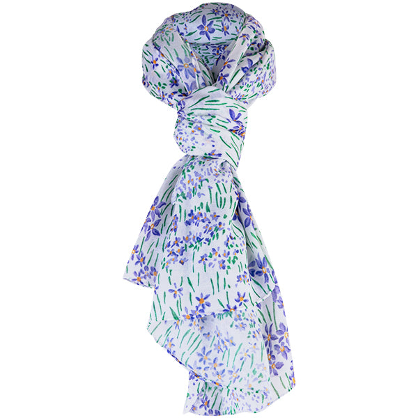 Printed Modal Cashmere Scarf in Wild Iris Meadow