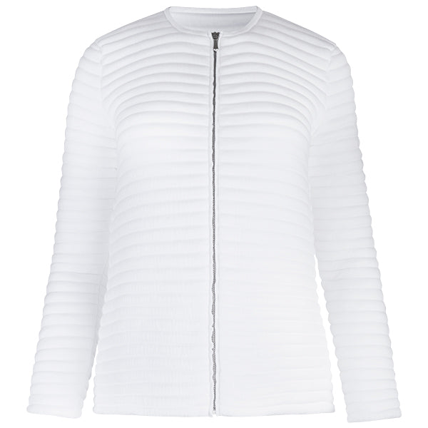 Knitted Zip Bomber Jacket in White