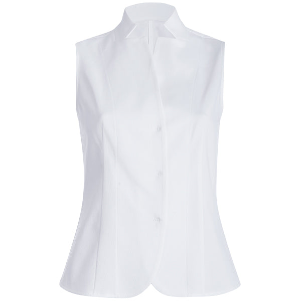 Sleeveless Pique Vest Top in White