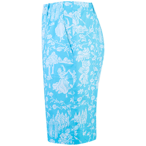 Cotton Stretch Babe Short in Turquoise Provencal