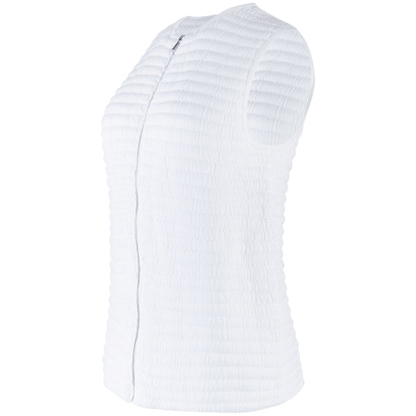 Knitted Zip Sleeveless Vest in White