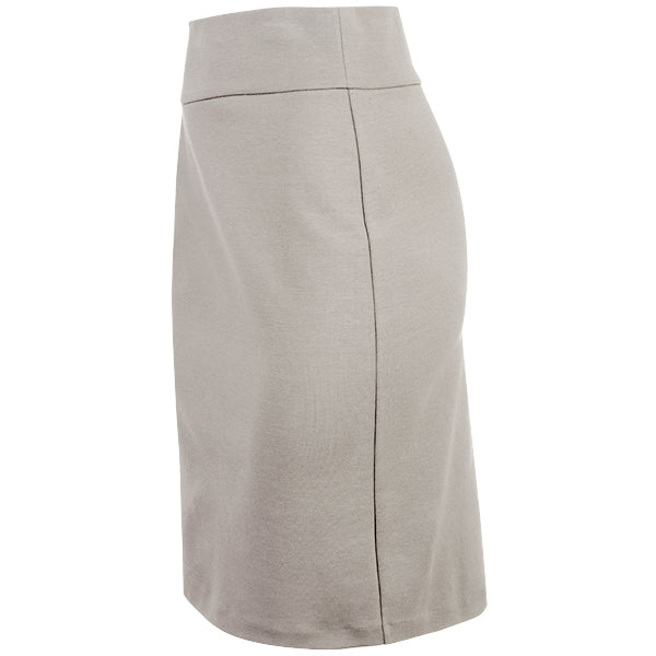 Cotton Knit Pull-on Skirt in Stone