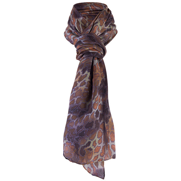 Printed Modal Cashmere Scarf in Sahara Leopard