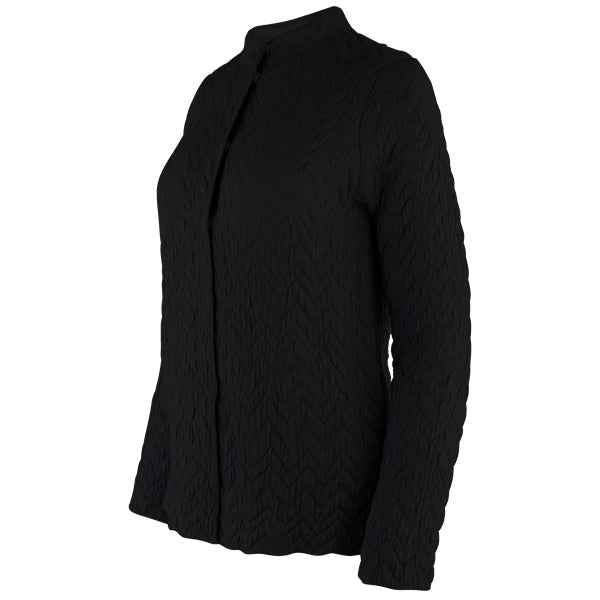 Herringbone Zip Cardigan in Black