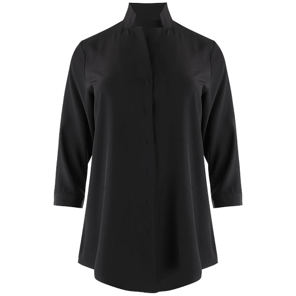 Inverted Notch Collar Tunic in Black