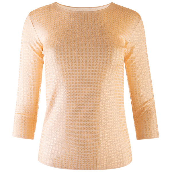 Sequin Shaped Knit Tee in Clay