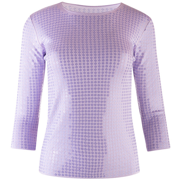 Sequin Shaped Knit Tee in Lilac