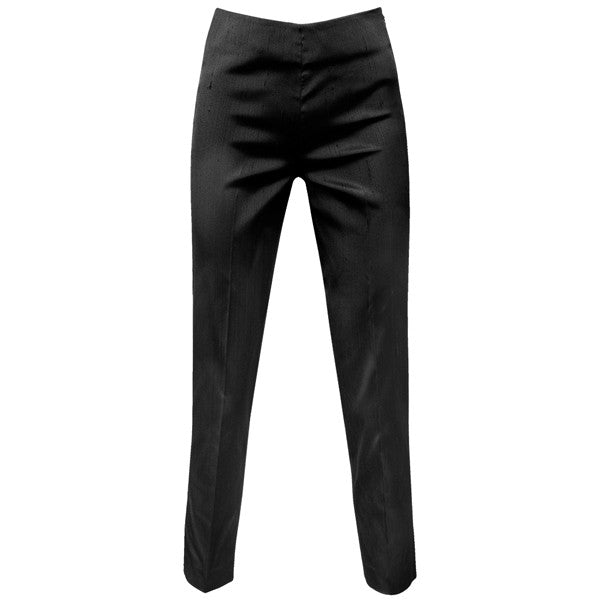 Dupioni Silk / Lycra Side Zip Pant in Black