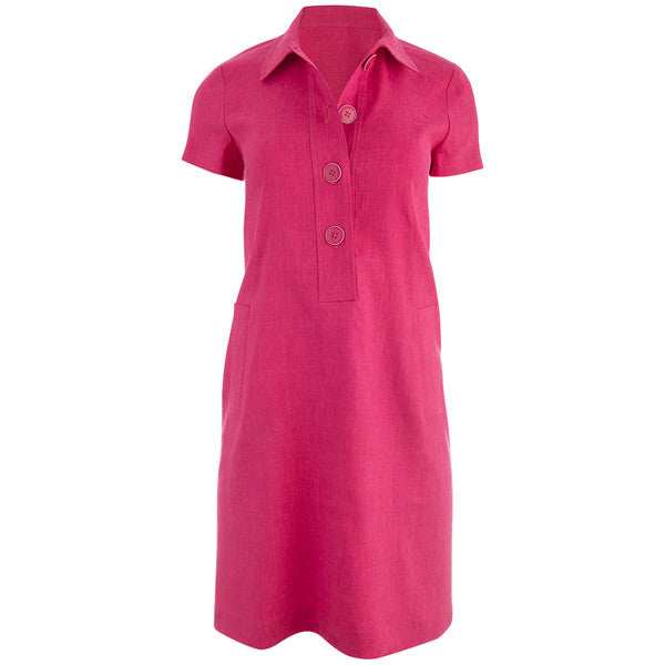 white christmas dresses Classic Solid Linen Shirt Dress in Geranio Geranio / 14