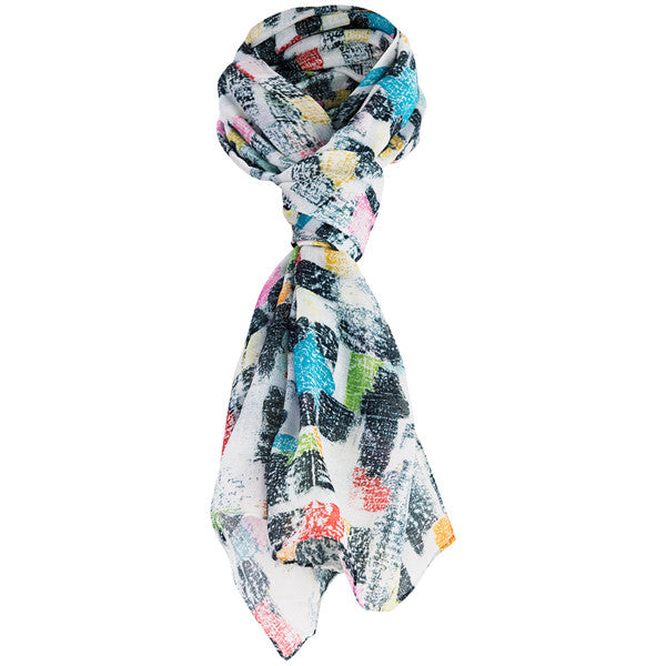 Printed Modal Cashmere Scarf in Color Medley