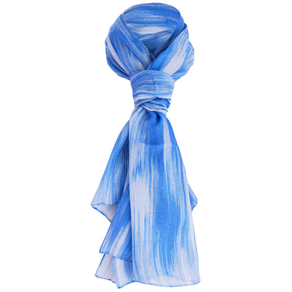 Printed Modal Cashmere Scarf in Periwinkle Chine