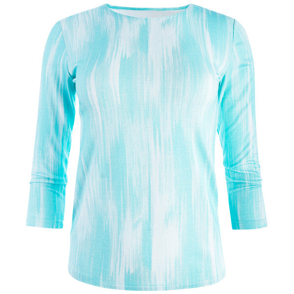 Shaped Knit Tee in Turquoise Chine