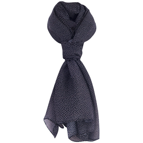 Printed Modal Cashmere Scarf in Black with White Dot
