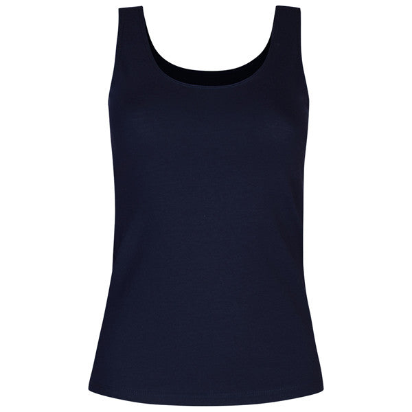 Cotton Stretch Long Tank Top in Navy