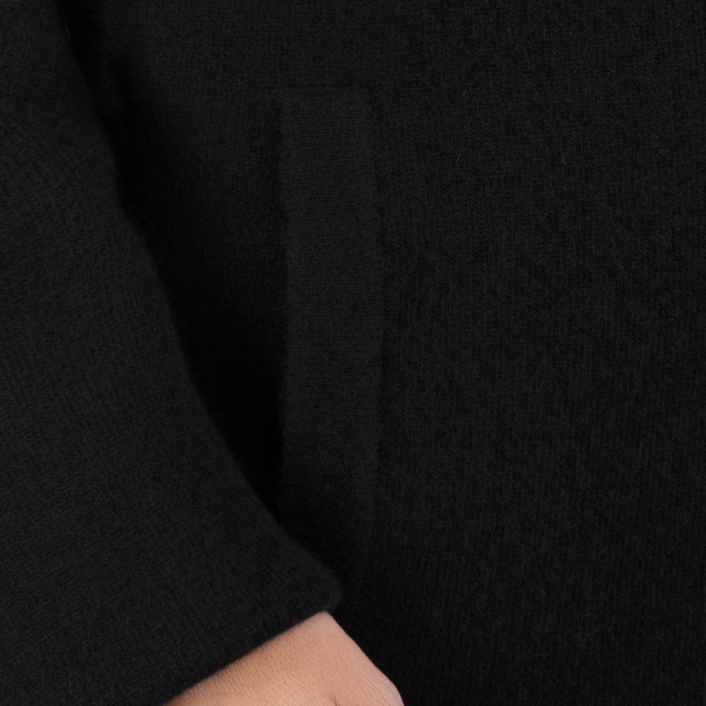 Double Collar Zip Front Cardigan in Black