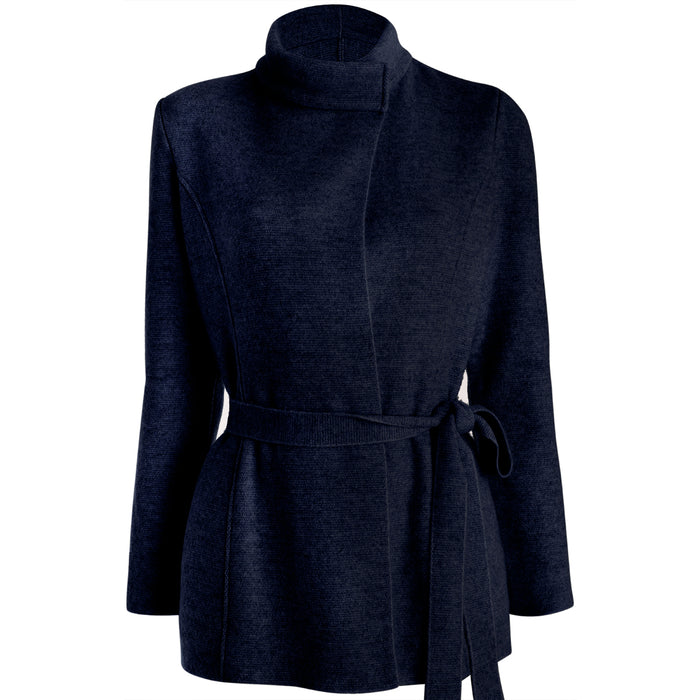 Long Belted Cardigan in Navy