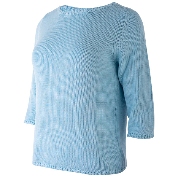 3/4 Sleeve Pullover in Shui Blue
