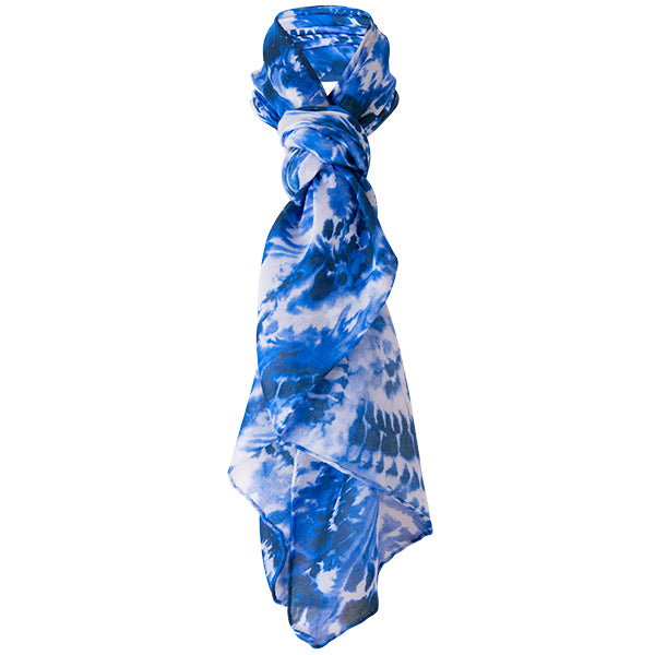 Printed Modal Cashmere Scarf in Admiral Tie Dye
