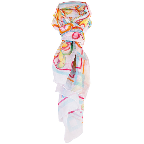 Printed Modal Linen Scarf in Art Deco Paisley