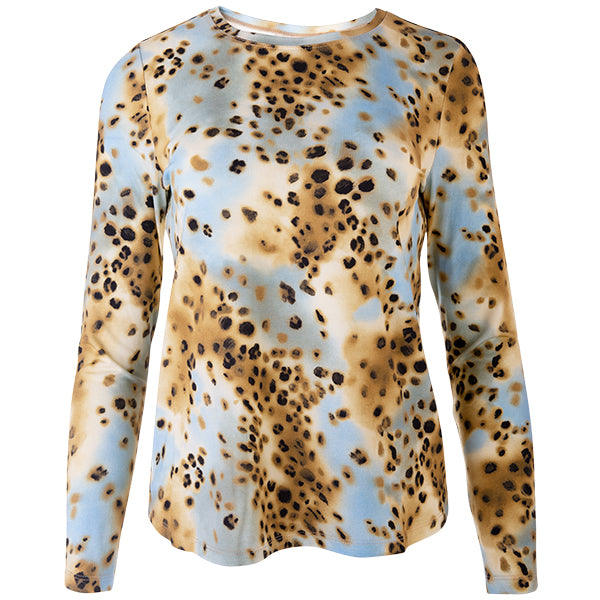 Yoke Relaxed Fit Tee in Leopard Turquoise