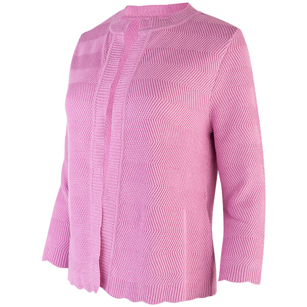Wavy Cotton Cardigan in Bubble Gum Pink