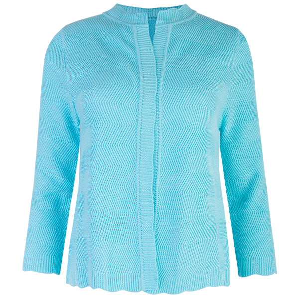 Wavy Cotton Cardigan in Bright Turquoise