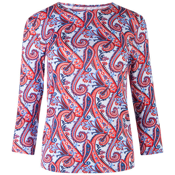 Shaped Knit Tee in Patriotic Paisley