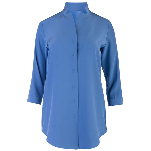 Inverted Notch Collar Tunic in Teal