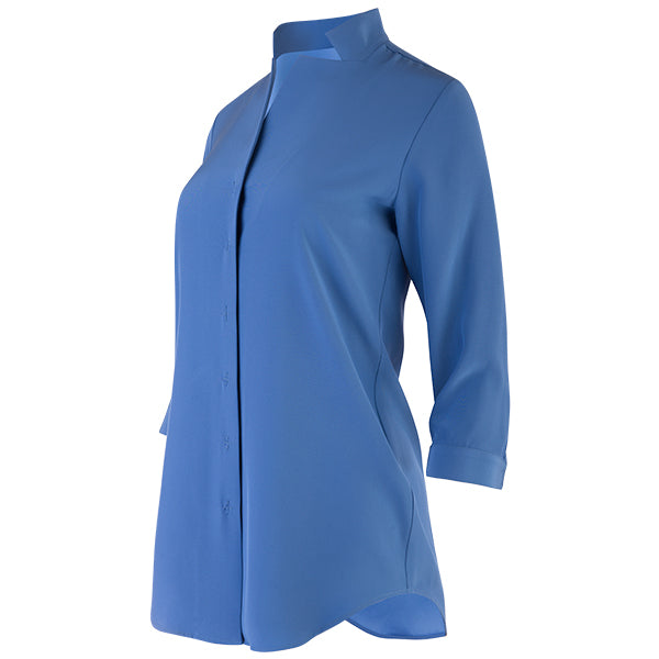 Inverted Notch Collar Tunic in Teal