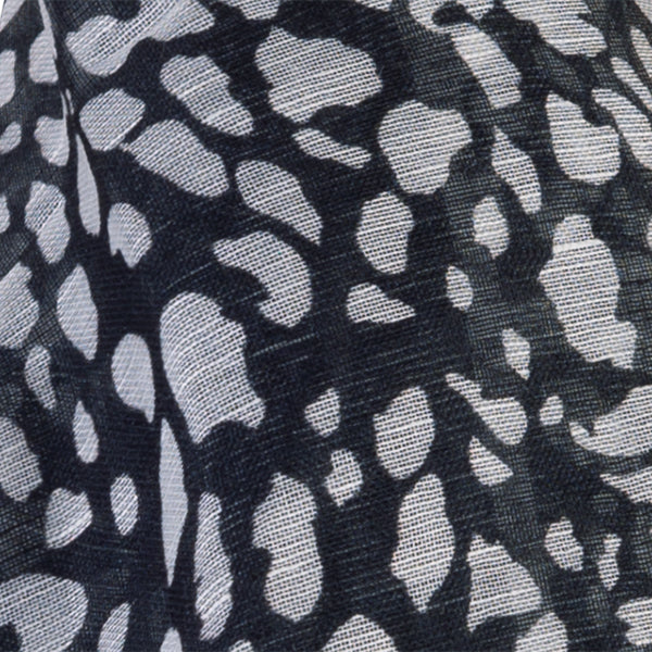 Printed Modal Linen Silk Scarf in Mini Leo Black/White