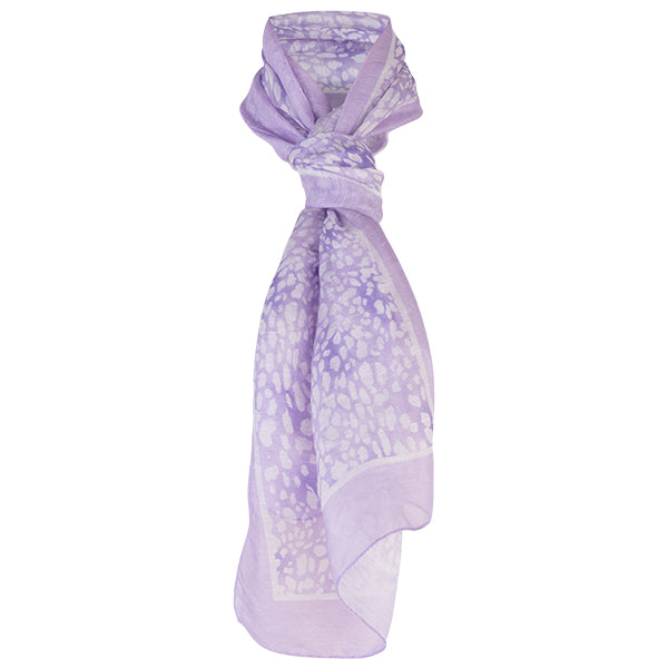 Printed Modal Linen Silk Scarf in Mini Leo Lavender