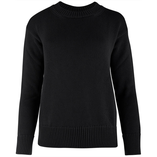 Oversized Round Neck Pullover in Black – Leggiadro