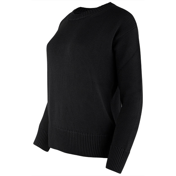 Oversized Round Neck Pullover in Black – Leggiadro