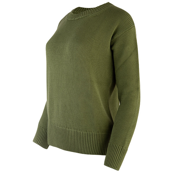 Oversized Round Neck Pullover in Army Green