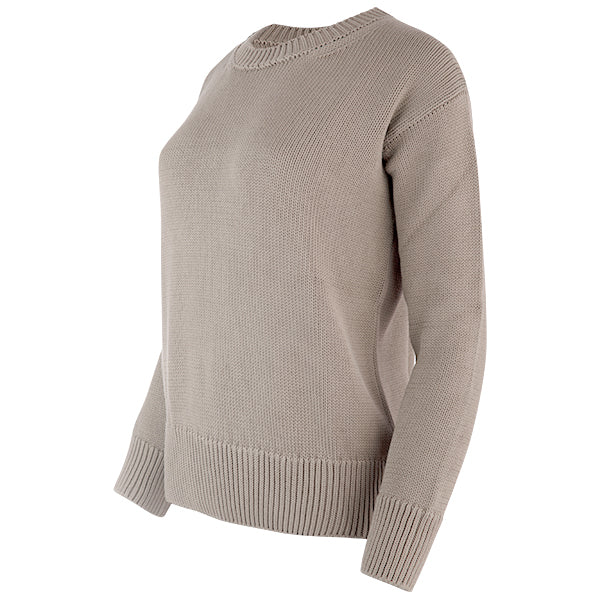 Oversized Round Neck Pullover in Taupe