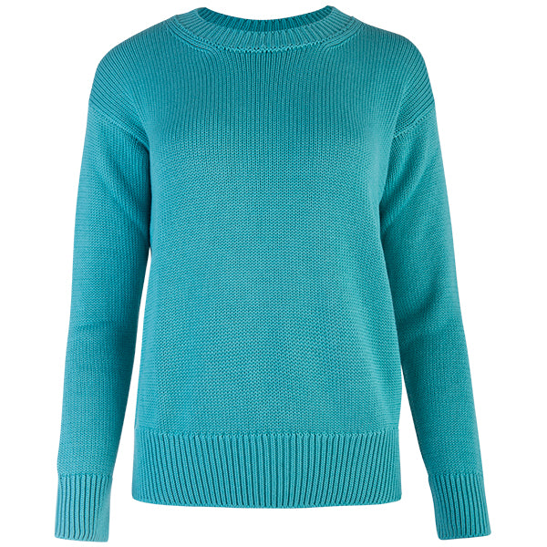 Oversized Round Neck Pullover in Light Teal