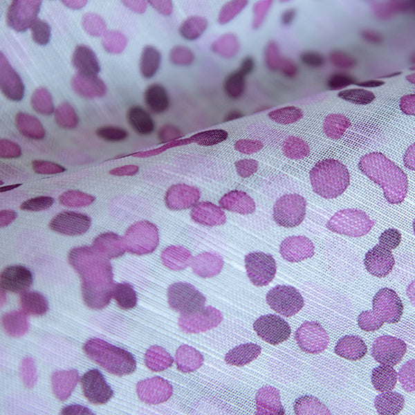 Printed Modal Linen Silk Scarf in Water Dots Merlot/Lt Grey