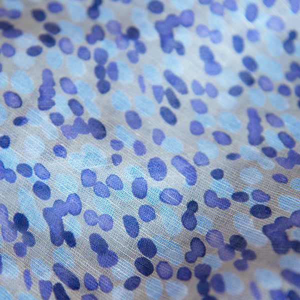 Printed Modal Linen Silk Scarf in Water Dots Purple/Grey