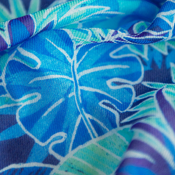 Printed Modal Cashmere Scarf in Blue Palm