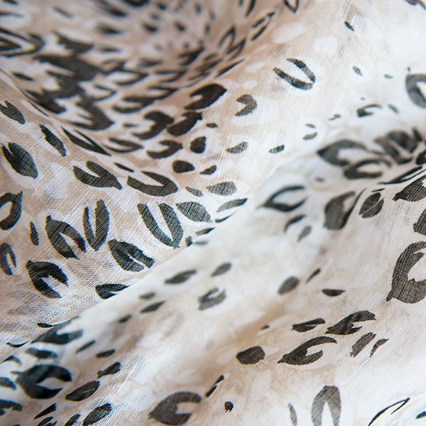 Printed Modal Linen Silk Scarf in Flax Florettes