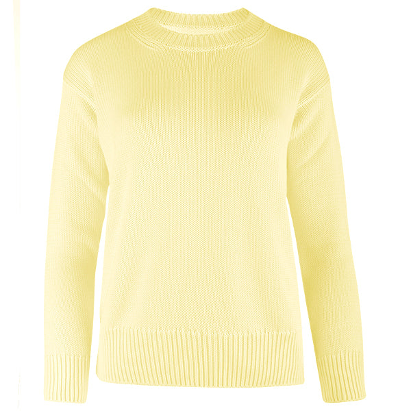 Oversized Round Neck Pullover in Pale Yellow