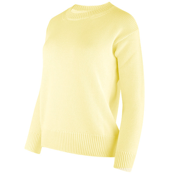 Oversized Round Neck Pullover in Pale Yellow