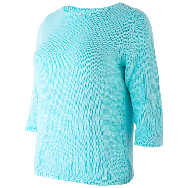 3/4 Sleeve Pullover in Light Turquoise