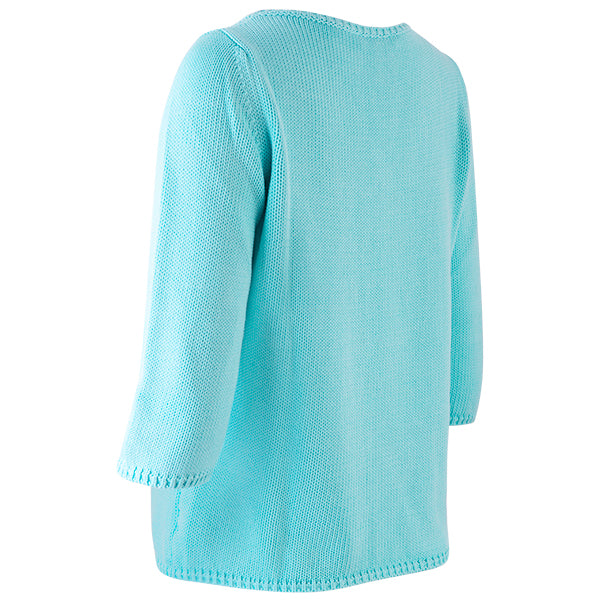 3/4 Sleeve Pullover in Light Turquoise